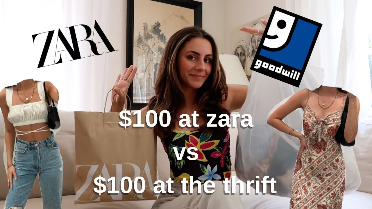 THRIFT WITH ME // $100 at ZARA vs $100 at the thrift store & styling TRY ON HAUL!!