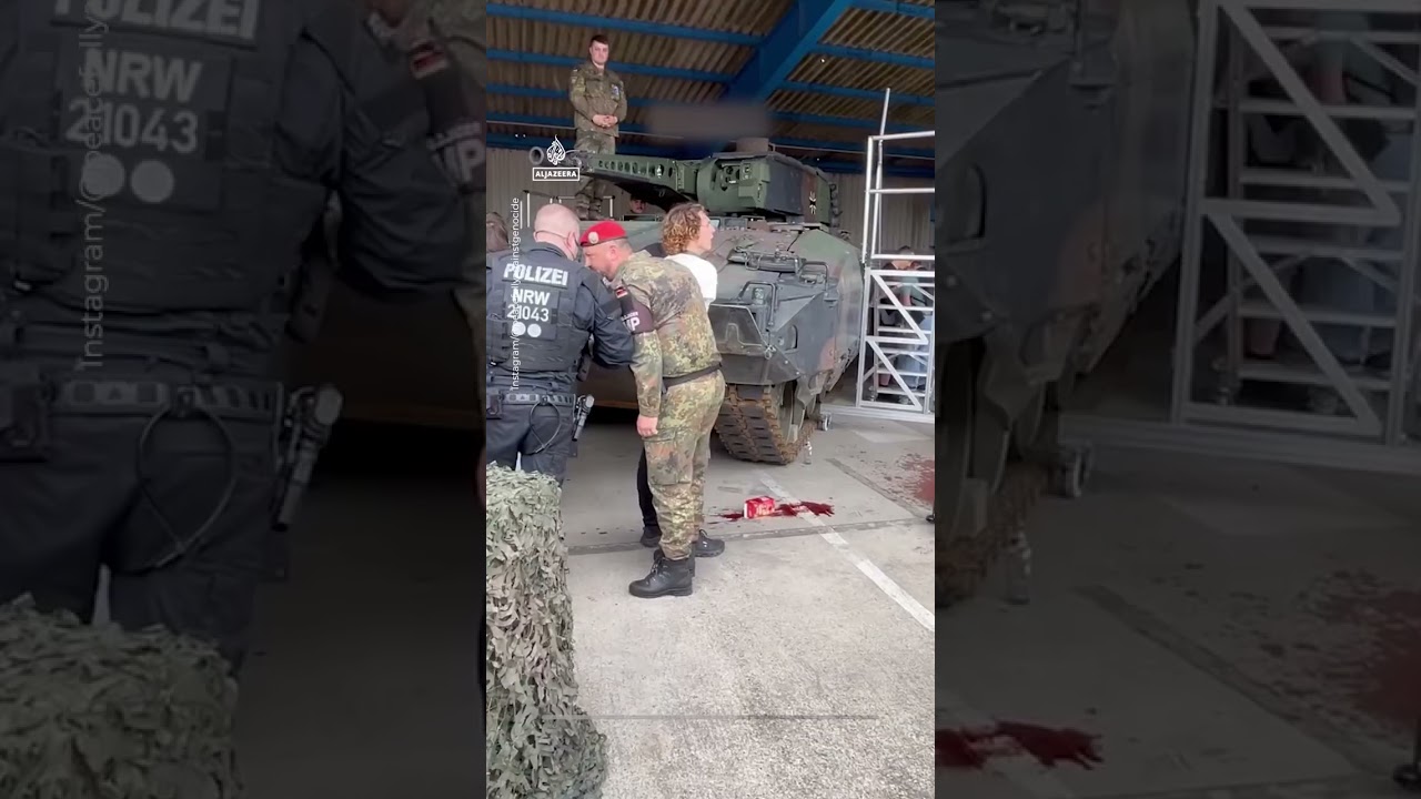 Activists disrupt German military exhibit over arms sales to Israel | AJ #shorts