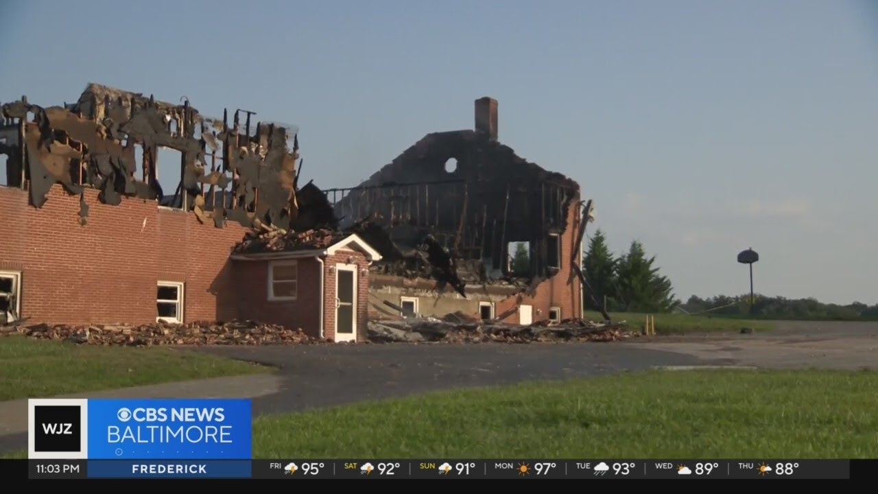 Massive fire destroys church in Westminster, Maryland