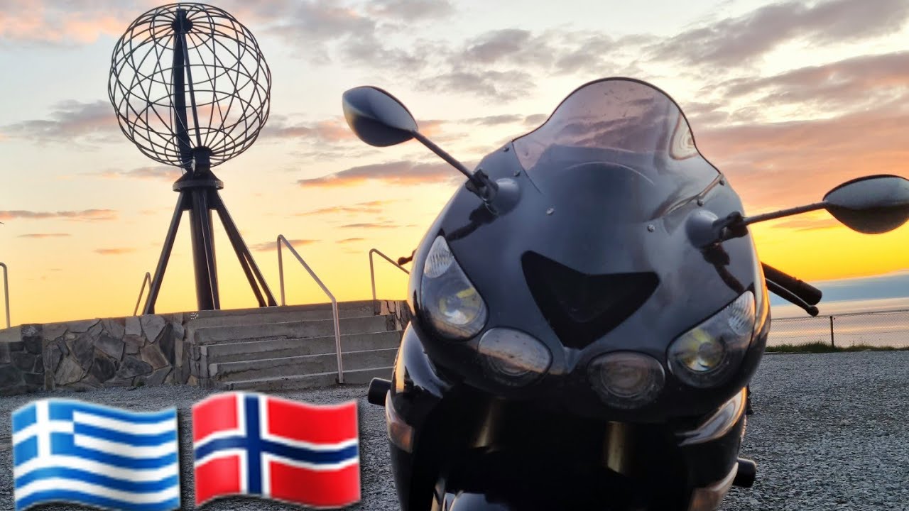 The midnight sun at Nordkapp | Kawasaki ZZR1400 | Solo roadtrip from Greece 31/7/2022