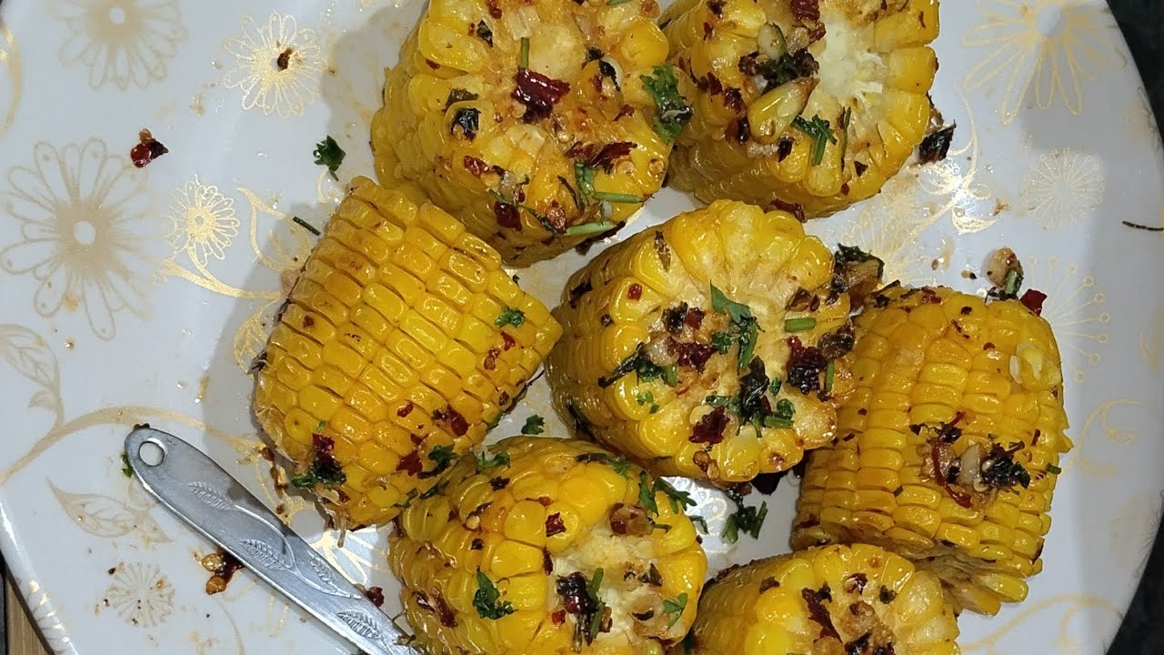 Spicy garlic butter corn#sweetcornfry #sweetcorn #viralvideo 