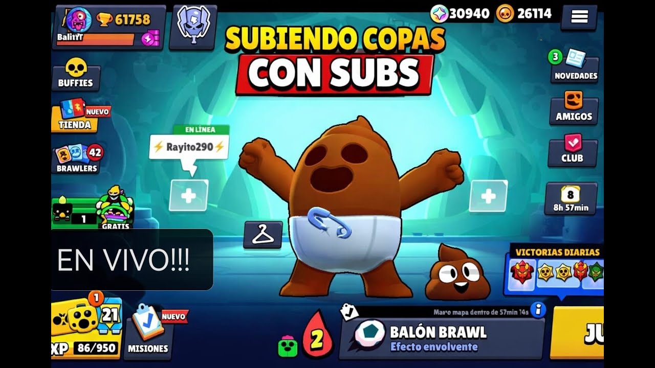 MAÑANA INICIAN MIS CLASES 🥲 #BrawlStars SUBIENDO COPAS CON SUBS BLA 💫