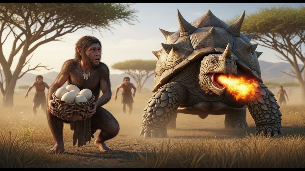TITAN SHELL | Giant Prehistoric Turtle vs Early Humans | Stone Age Survival