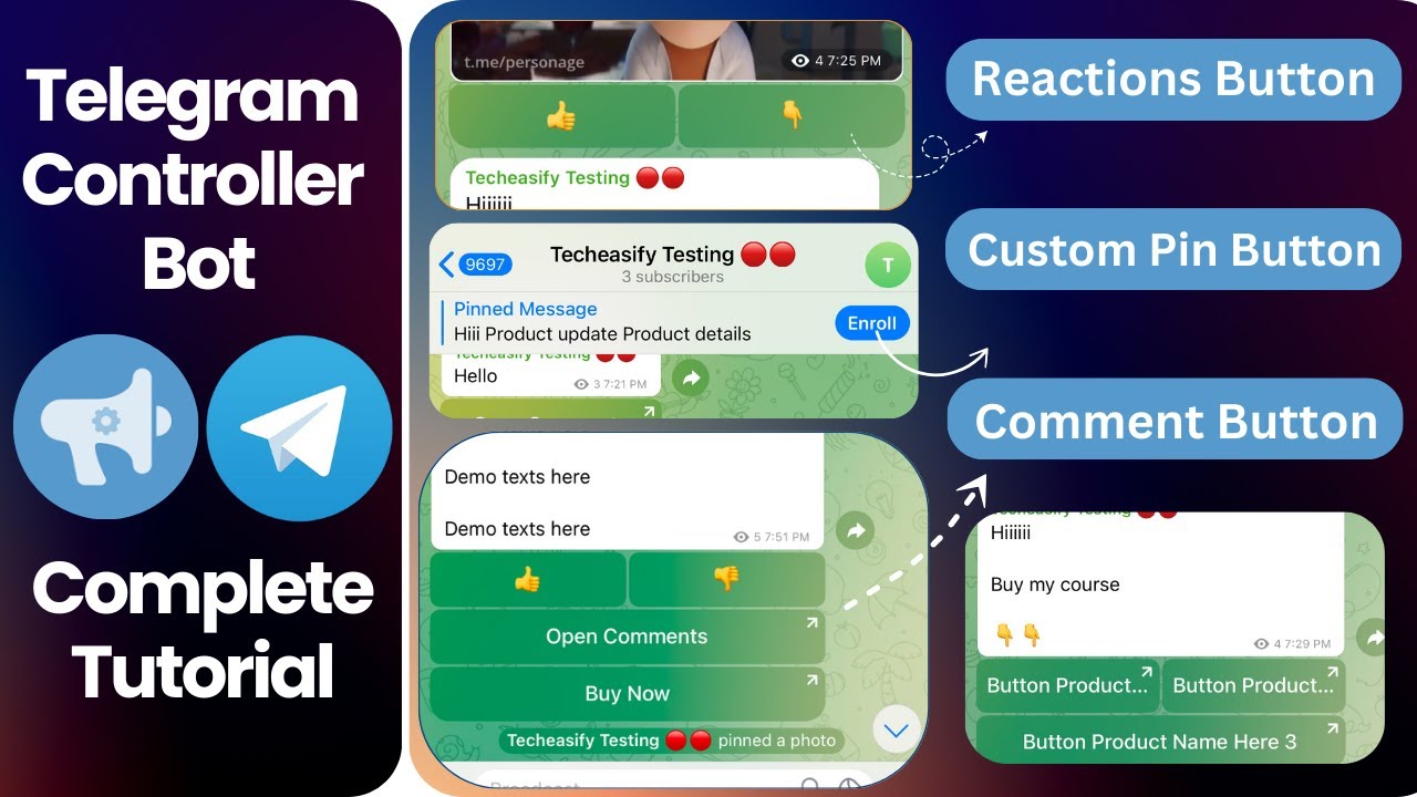 Telegram Controller Bot Full Tutorial: Add Reactions, URL Buttons & Comments (A to Z Guide)