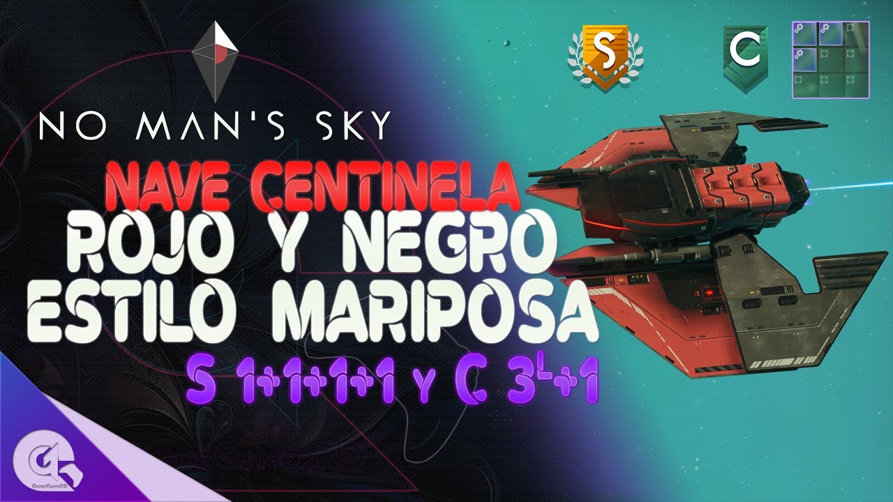 Nave CENTINELA ROJO y NEGRO estilo MARIPOSA | S 1+1+1+1 y C 3L+1 | No Man's Sky | #NMSBASE_G004