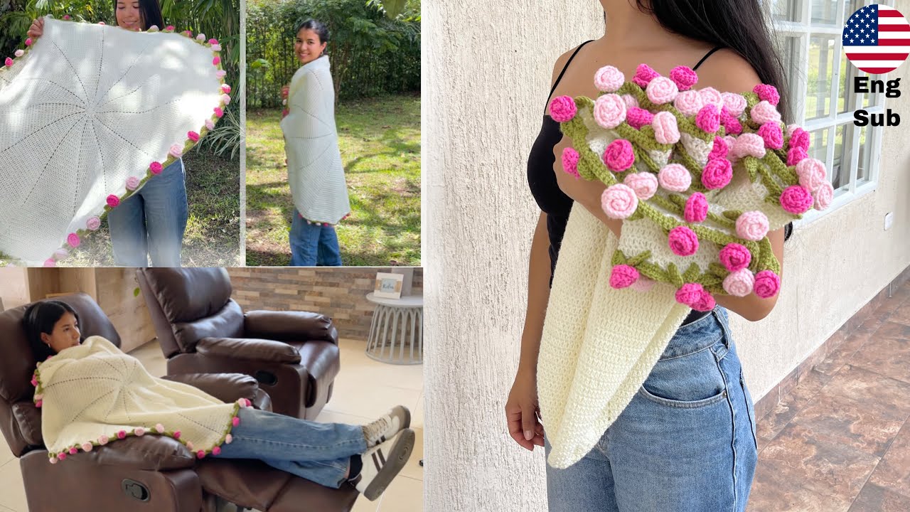 MANTA ramo a crochet ❤️El tejido m&aacute;s famoso de 2025 💐amigable para PRINCIPIANTES