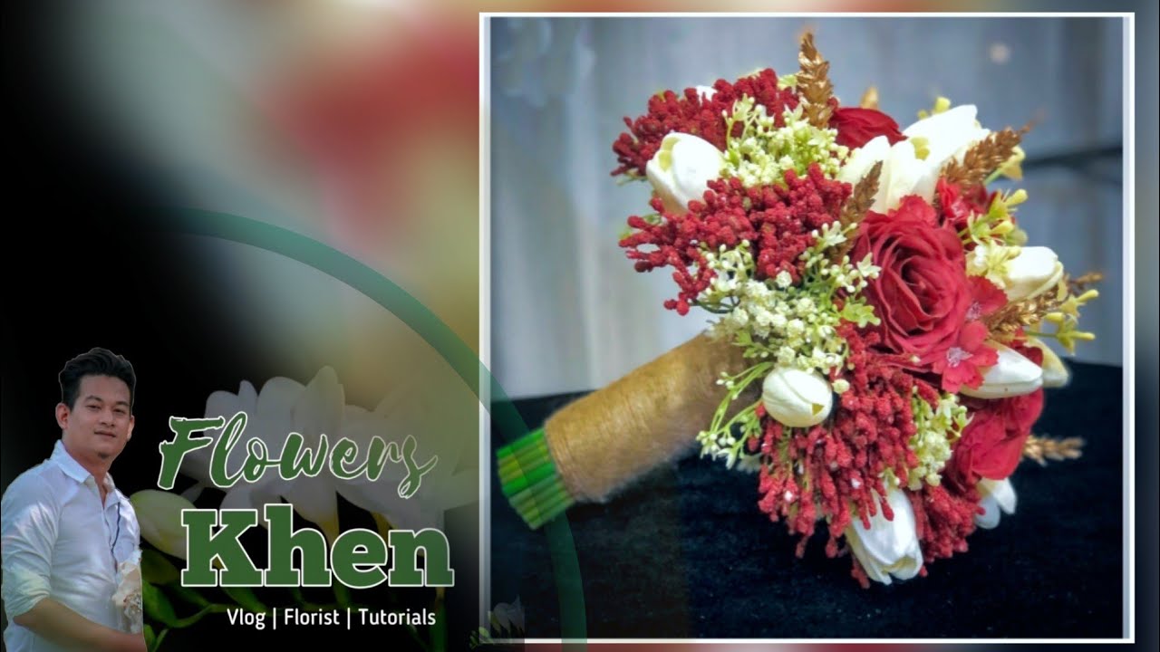 DIY BRIDAL BOUQUET RED AND WHITE ARTIFICIAL FLOWERS | EASY WAY HOW TO MAKE BRIDAL BOUQUET