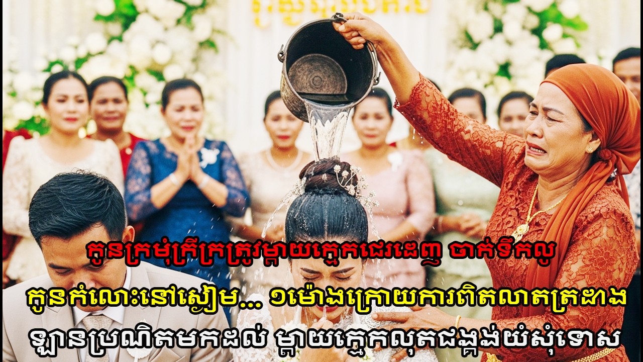 កូនក្រមុំត្រូវគេជេរ ចាក់ទឹកលូនៅថ្ងៃការ! តែ១ម៉ោងក្រោយអ្នកជេរលុតជង្គង់យំសុំទោស!