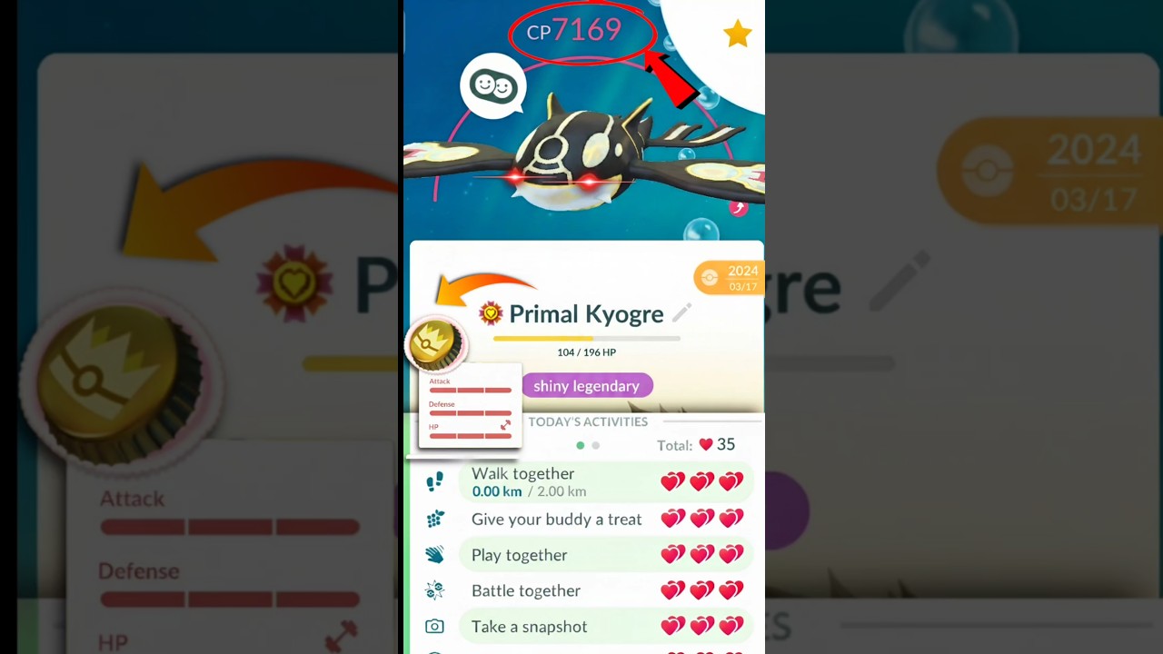 Got Insane Cp Boost to my Shundo Primal Kyogre #shorts #shundo #kyogre #ultragoo #maxout #legendary
