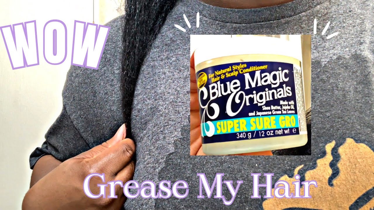 Смазываю волосы средством Blue Magic Super Sure Gro