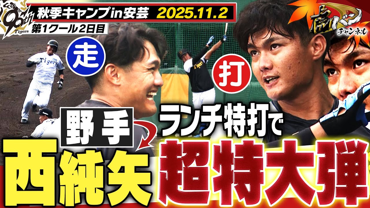 【11月2日秋季キャンプ】野手転向の西純矢が打って走って大暴れ！サク越えも連発！阪神タイガース密着！応援番組「虎バン」ABCテレビ公式チャンネル