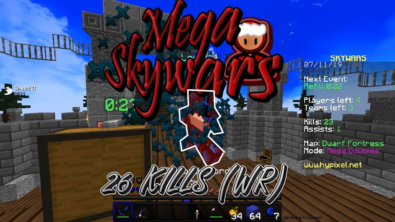 So close to record.... (24 kills 1 assist)Hypixel Skywars | Mega Doubles