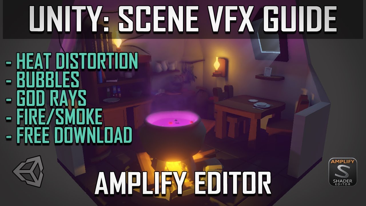Unity/Amplify: искажение теплового тумана, кипящие пузыри, огонь/дым и божественные лучи!