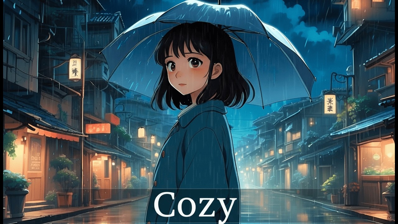 Ghibli style relaxing anime rain 🌧️ umbrella sounds for sleep, study & calm