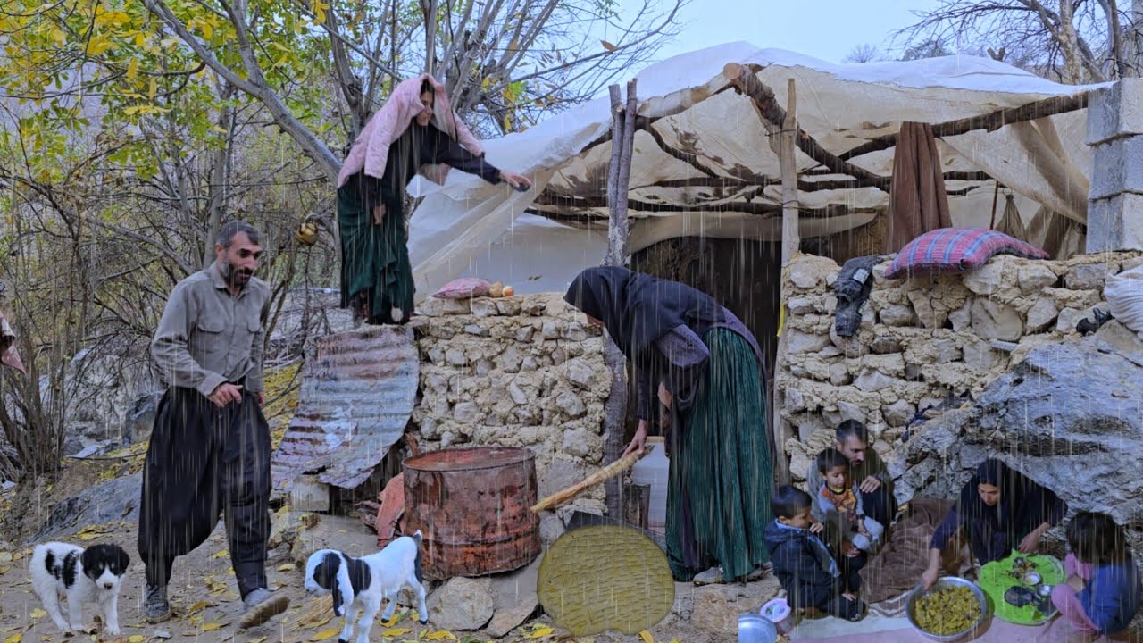 The harsh life of nomads in the mountains: trying to survive on cold and rainy days