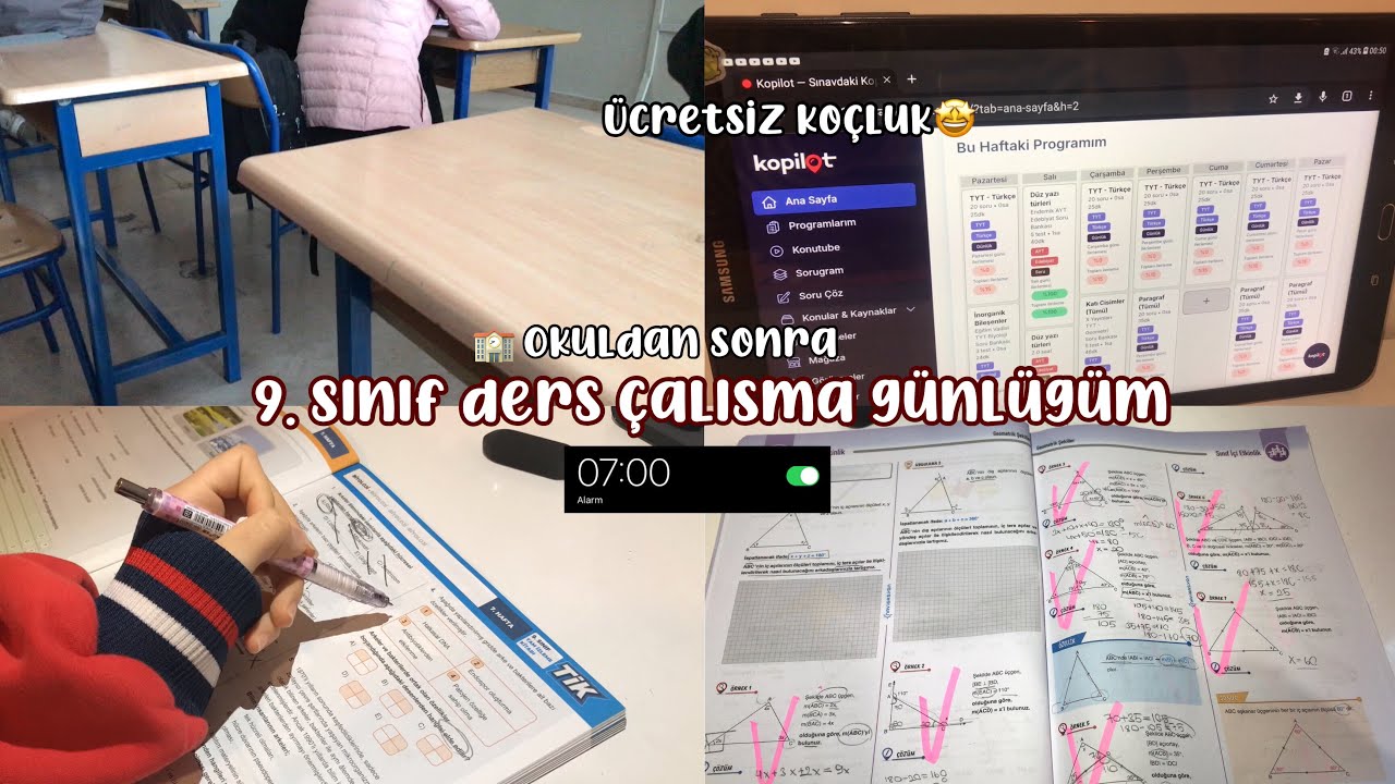 9. Sınıf ders &ccedil;alışma g&uuml;nl&uuml;ğ&uuml;m 🤩 Study vlog , ders vlog, kopilot