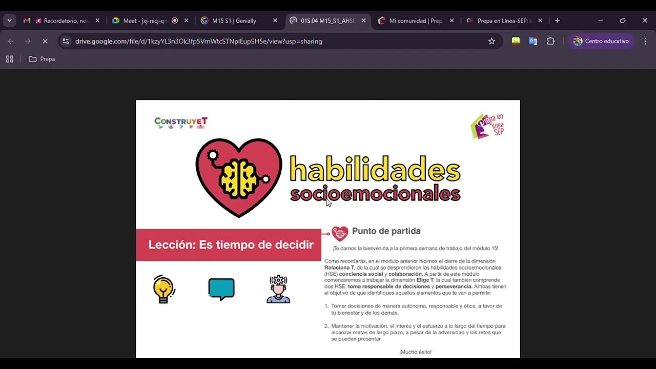 TEM15G62: Semana 1, bienvenida y actividad socioemocional 