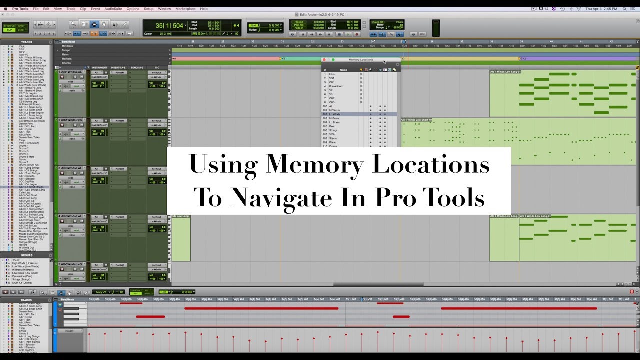 Using Memory Locations in Pro Tools.