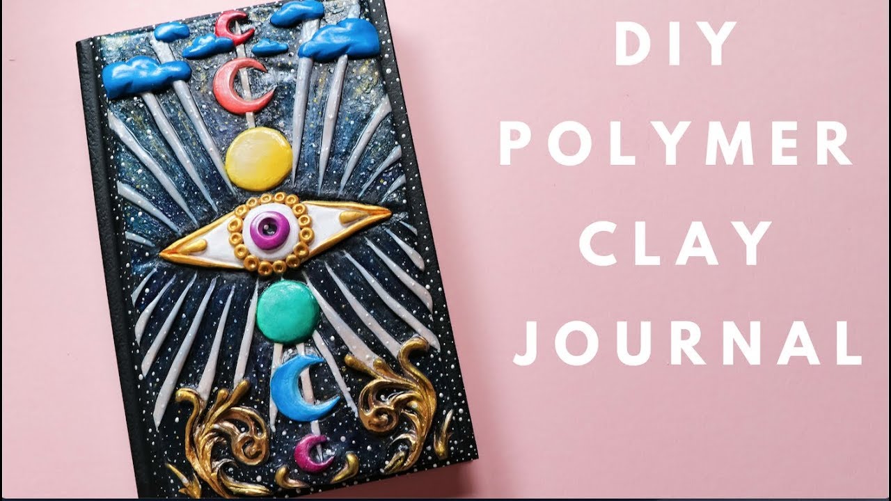 DIY Polymer Clay Moon + Eye Journal Cover