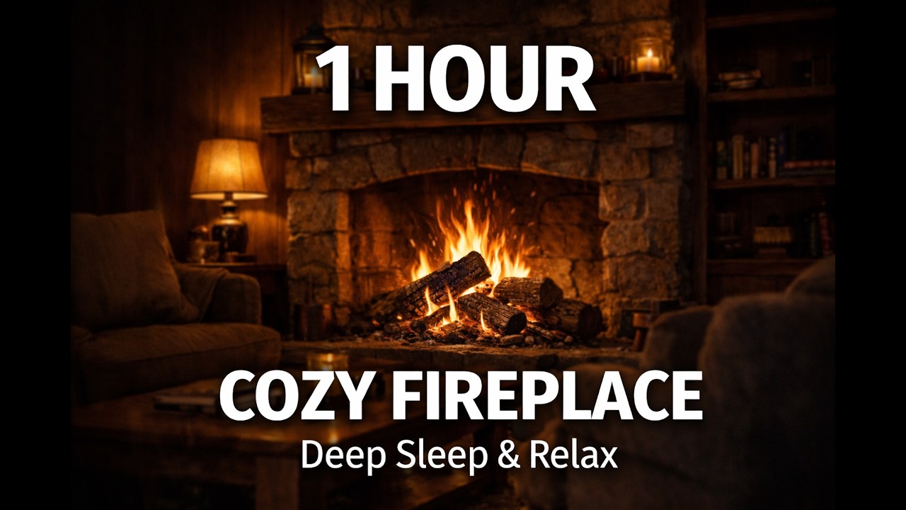 1 Hour Cozy Fireplace Sounds for Deep Sleep 🔥 Relaxing Crackling Fire Ambience