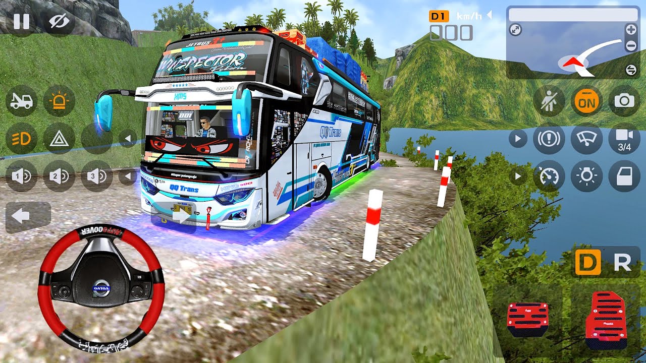 Bus Winspector QQ Trans Full Muatan Melewati Jembatan Darurat Rapuh Penuh Rintangan