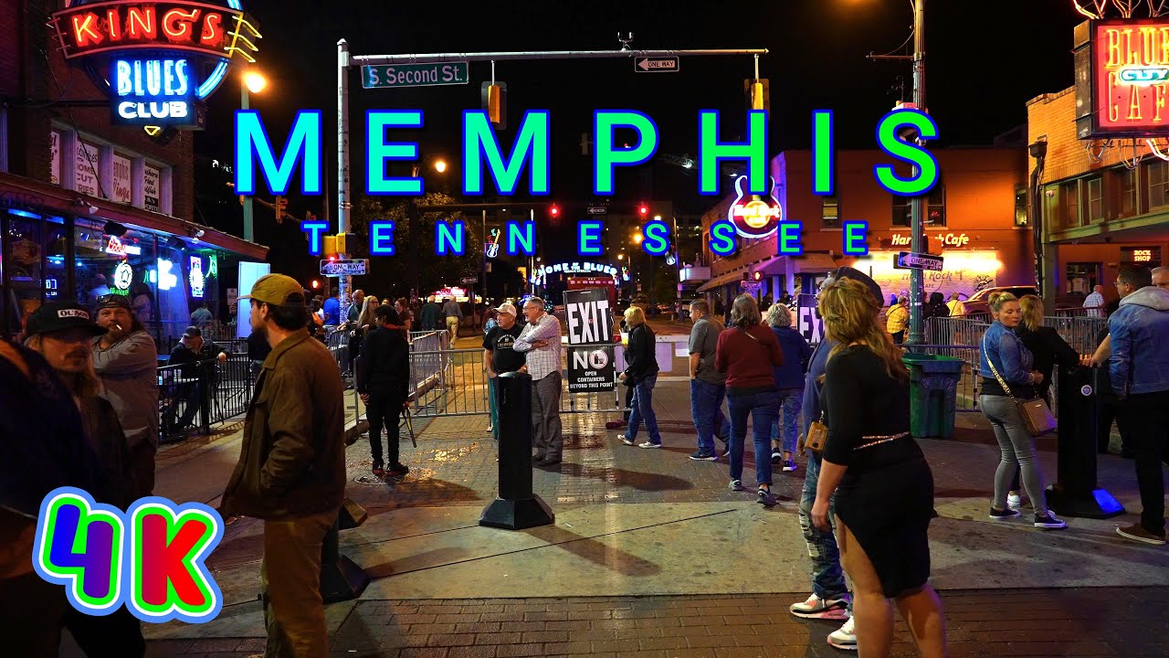 Memphis Beale Street Night Walk, Tennessee USA 4K-UHD