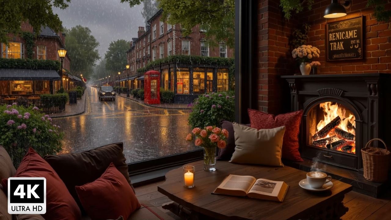 Rainy Day Cafe with Beautiful Jazz Music - Relaxing Jazz Piano Music and Gentle Rain Sounds For Work