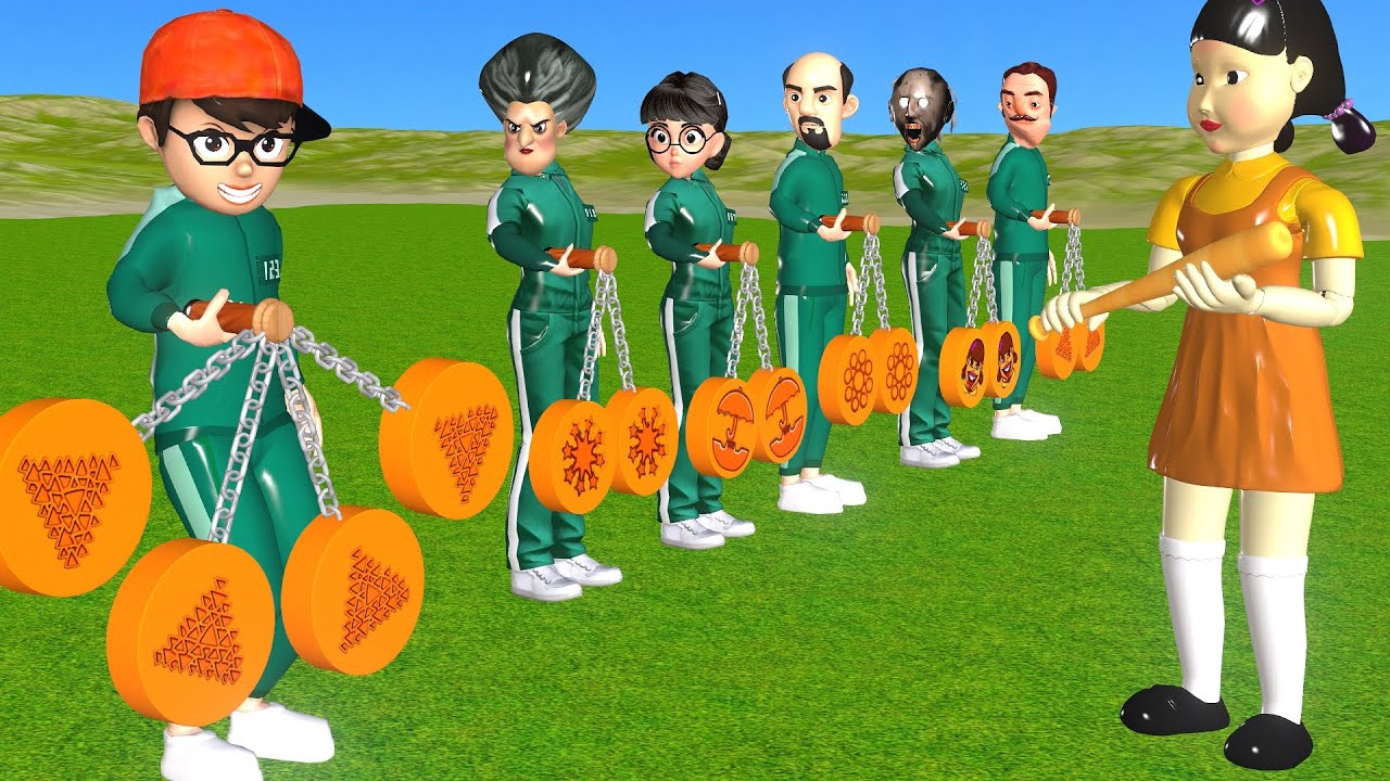 Игра &laquo;Кальмар против страшного учителя&raquo; 3D-кликеры пробуют формы конфет Далгона. Максимальный уро...