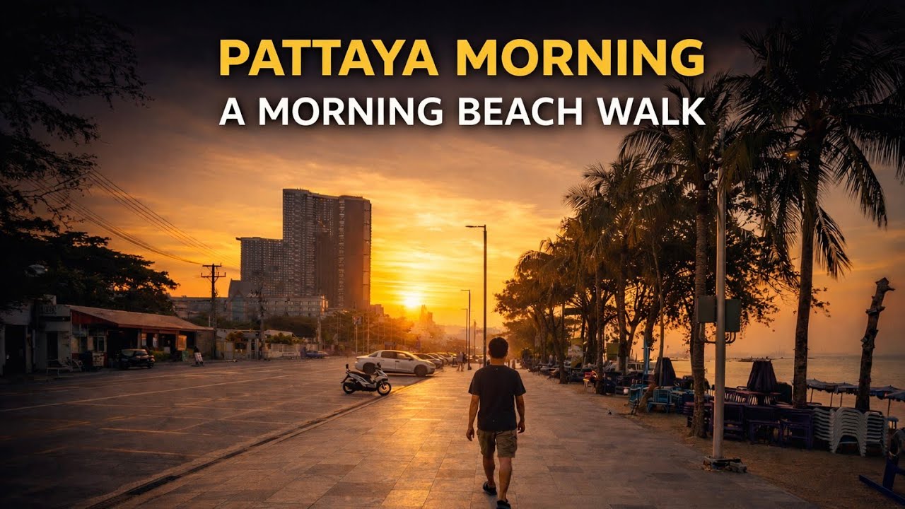 Dongtan to Jomtien Beach Road Morning Walk | Quiet Thailand POV | 4K