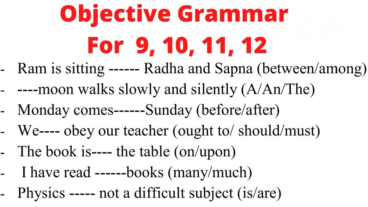Objective English Grammar For Class - 9, 10, 11, 12 | English Point