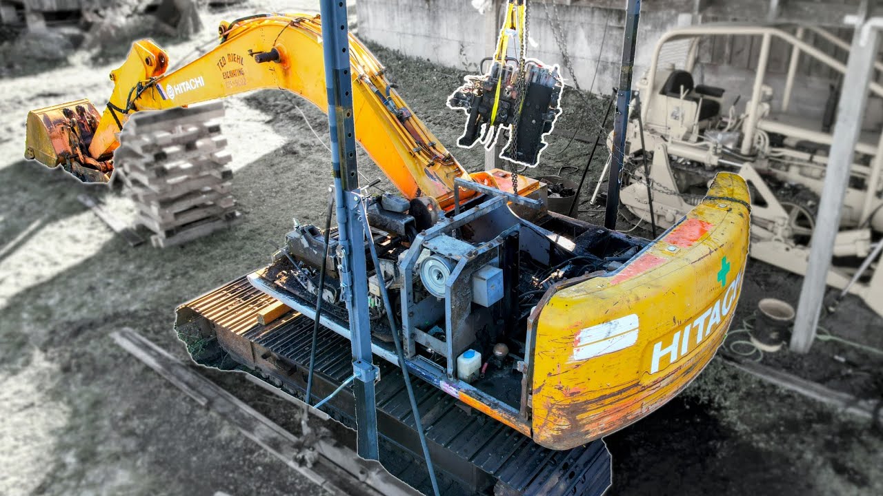 Ремонт экскаватора: снятие блока клапанов - Hitachi EX120-2