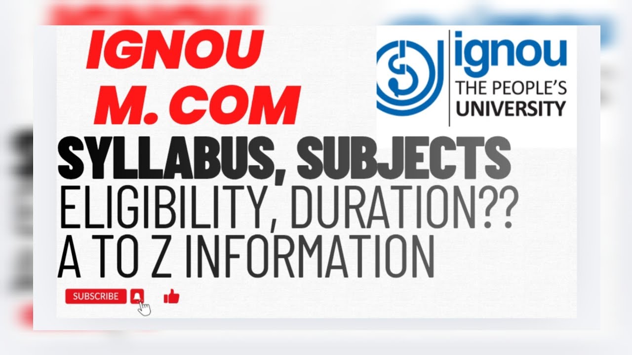Ignou mcom syllabus subjects 2026-27 | ignou mcom subjects eligibility 2026-27