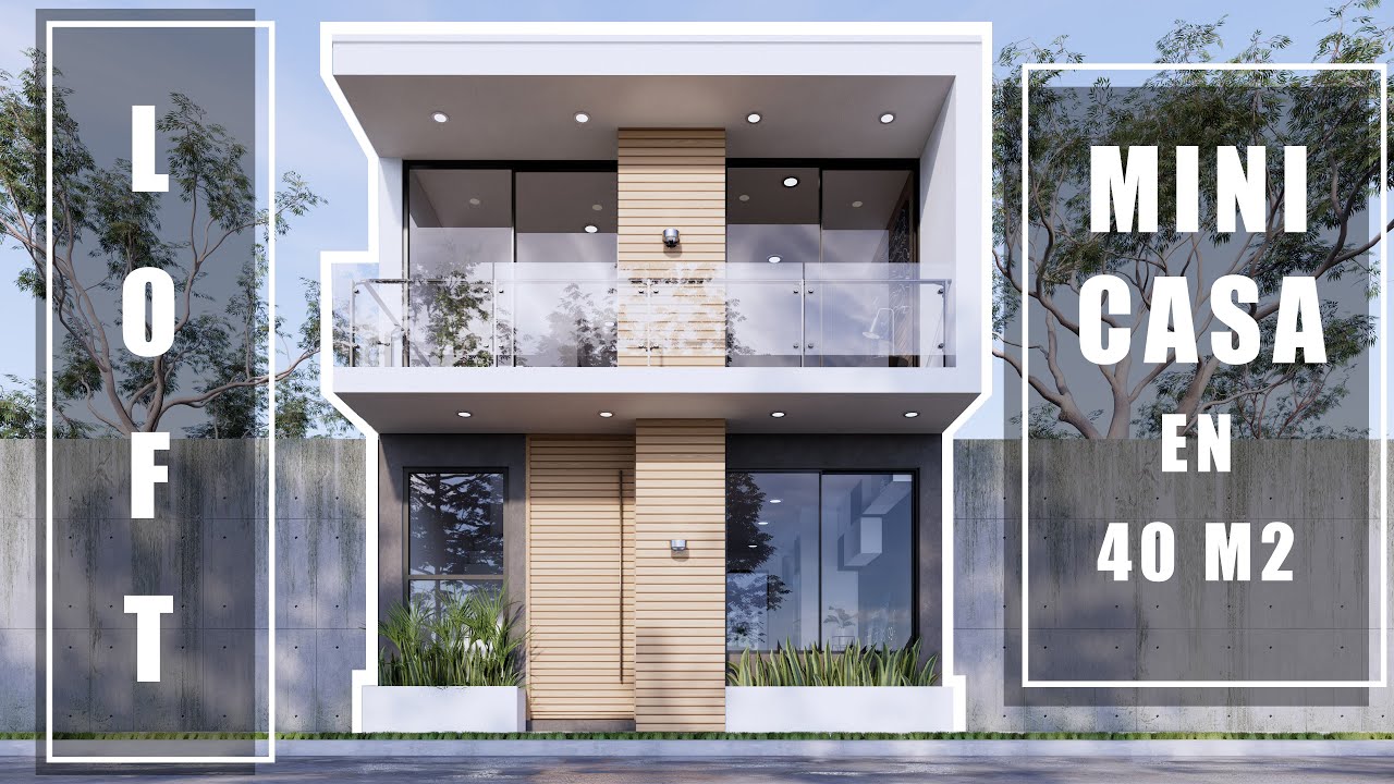 MINI CASA TIPO LOFT MODERNA DE 5X8 CON JARDIN Y DOS RECÁMARAS