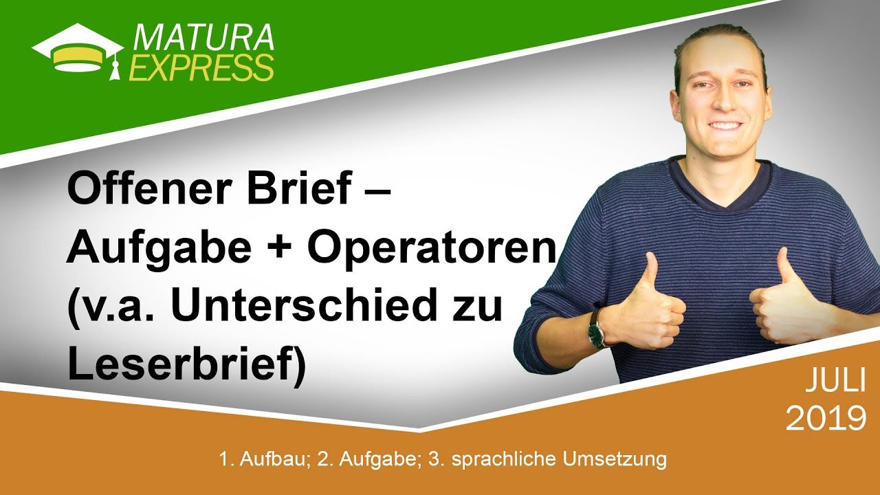 Offener Brief &ndash; Aufgabe + Operatoren - Zentralmatura Deutsch J&auml;nner 2020 #8