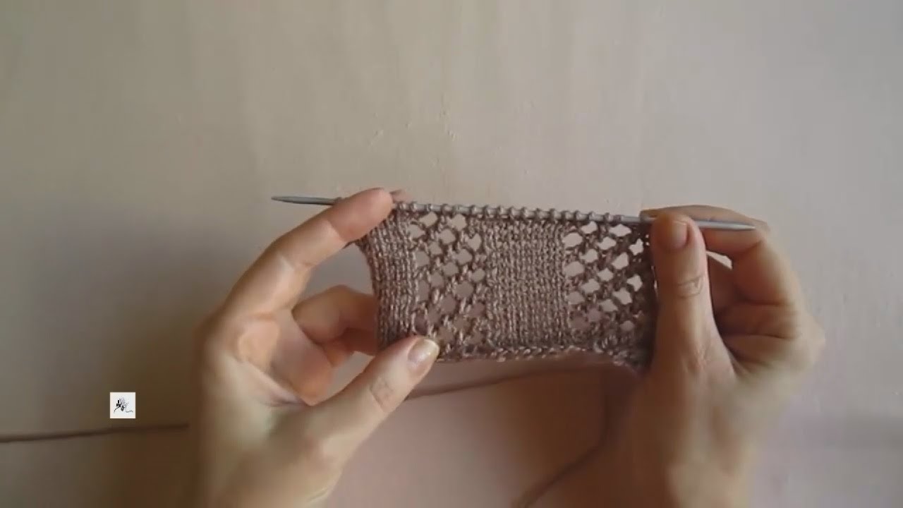 Knitting. Eyelet pattern.  And Eyelet pattern Convex waves.