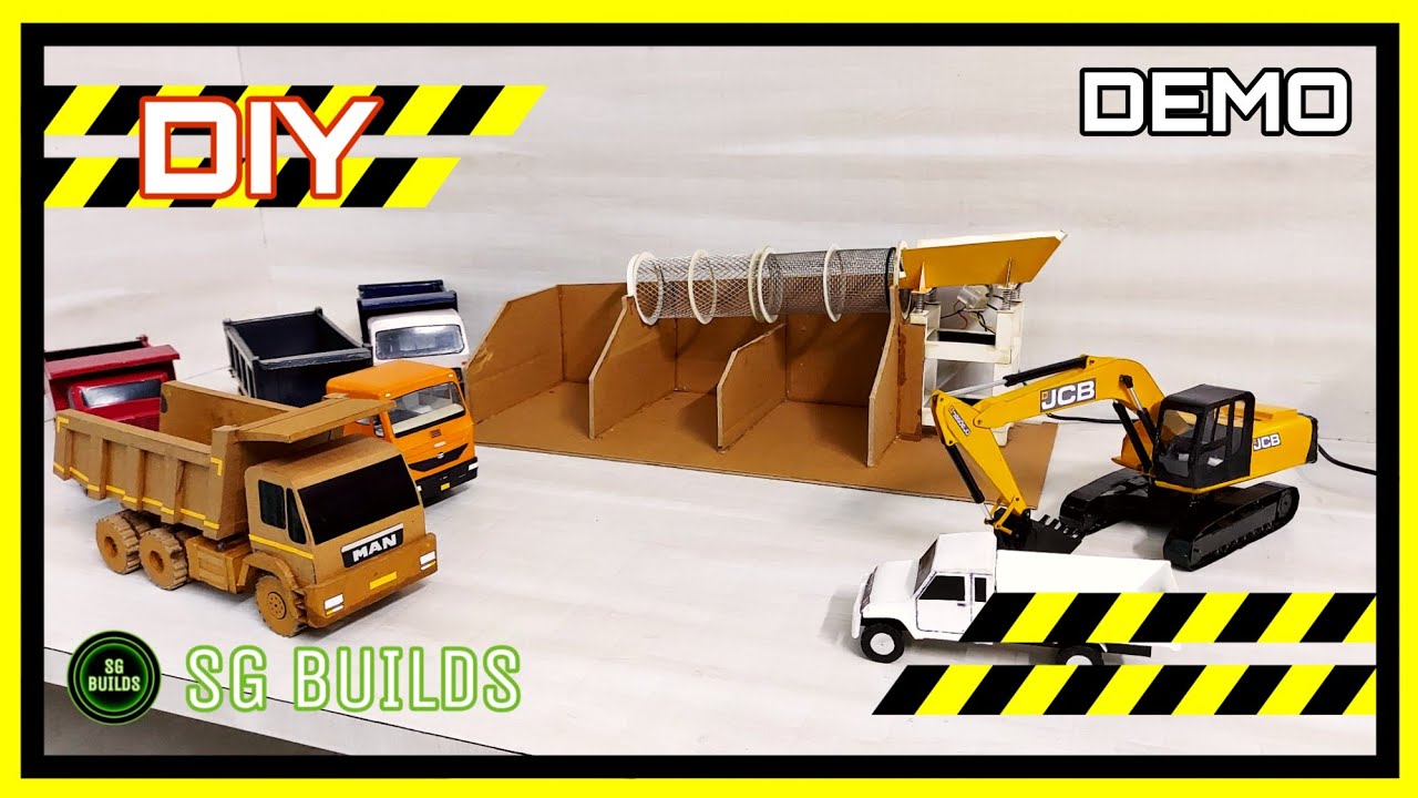 diy rc trommel screening plant | demo video | jcb | tipper | sg builds