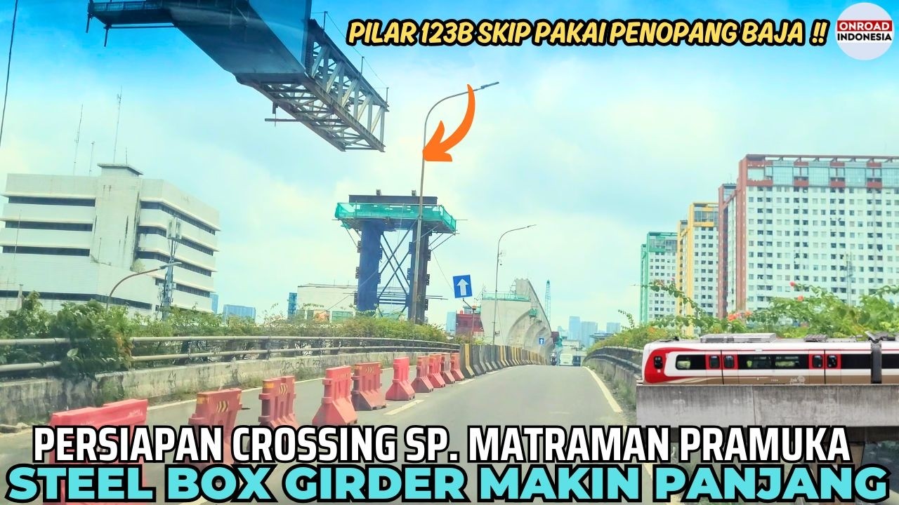 Persiapan CROSSING !! STEEL BOX GIRDER CROSSING LRT 1B MAKIN PANJANG Sp. Matraman Pramuka P122B-124B