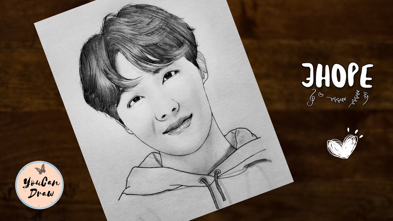 How to draw Jhope BTS - step by step | Members of BTS Sketch | YouCanDraw