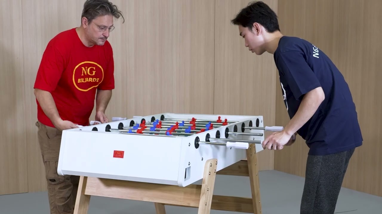 Calcio Balilla ADONE BIANCO – Aste Telescopiche & Piano in Vetro Temperato | NGBiliardi.it