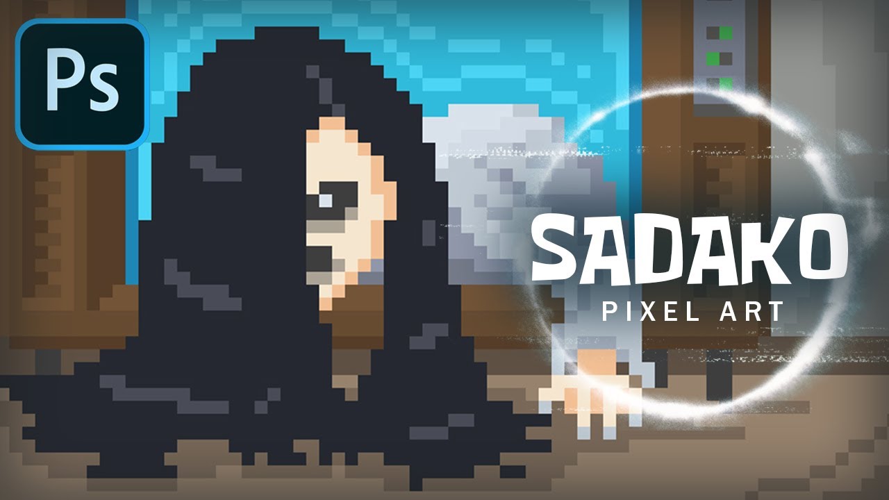 Sadako Pixel Art in Photoshop (Watch till the end)