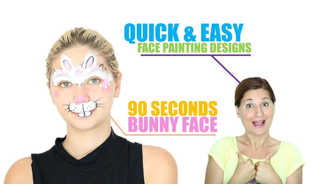 SHORT - Quick and Easy 90 Seconds Bunny Face Painting Demo - Step by Step