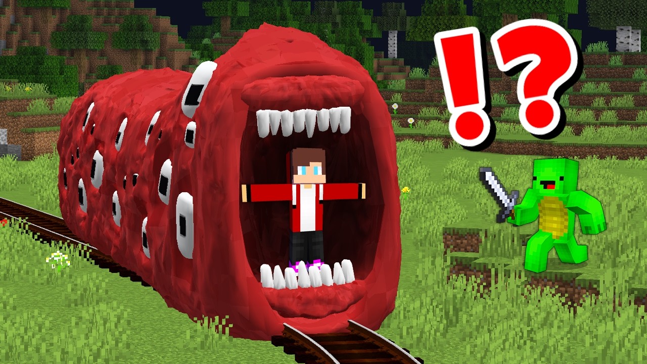 JJ and Mikey in TRAIN EATER CHALLENGE in Minecraft / Maizen Minecraft