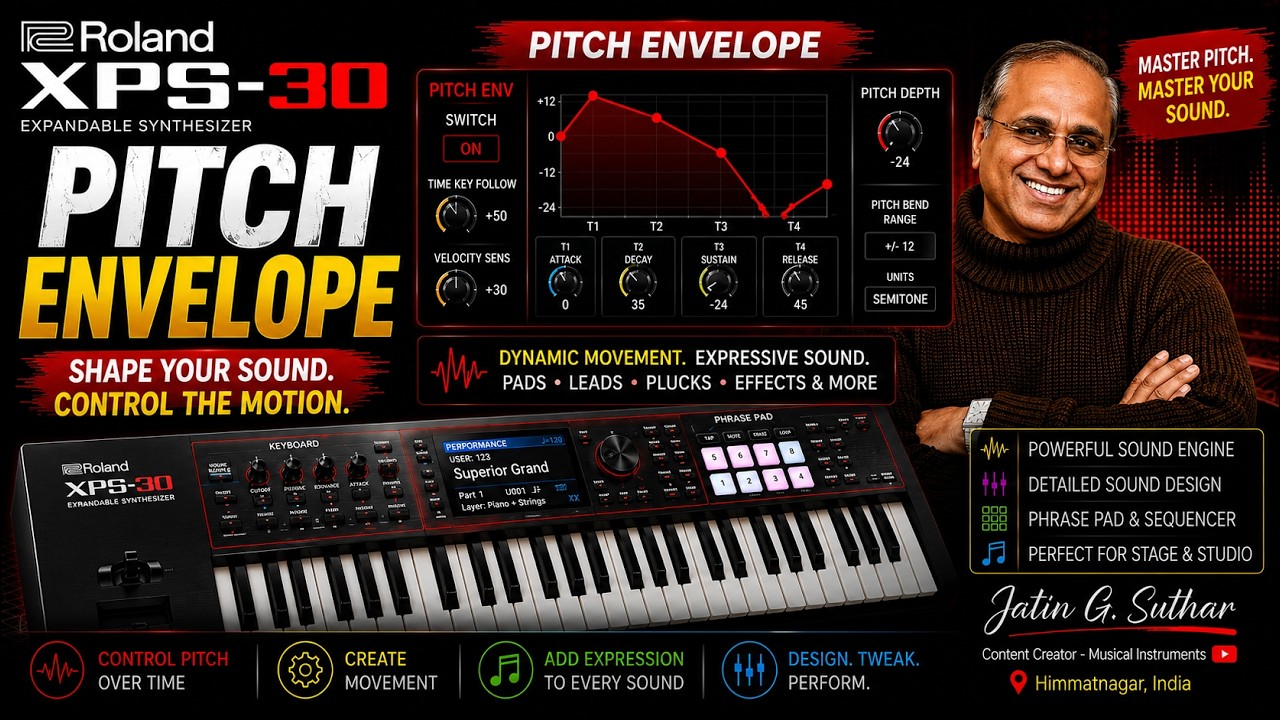 Roland XPS30 Pitch Envelop Pitch shift or bend direct from Key without pitch bender