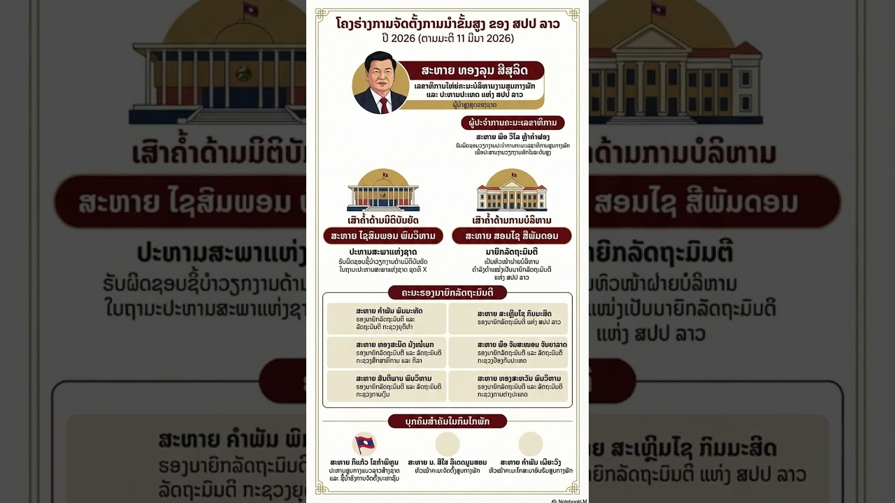 การแบ่งความรับผิดชอบภายในคณะบริหารงานสูนกลางพัก สมัยที่ XII
