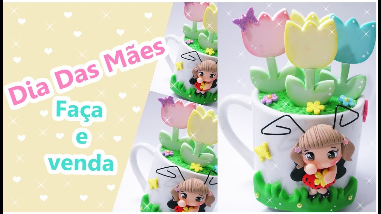 ESPECIAL DE CANECAS CRIATIVAS/ CANECA C TULIPAS EM BISCUIT - FAÇA E VENDA C A EQUIPE FABY RODRIGUES