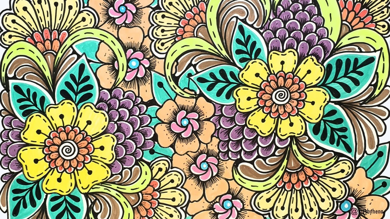 🌺Doodle Flowers Art | Flowers Zentangle Art For Beginners🌺