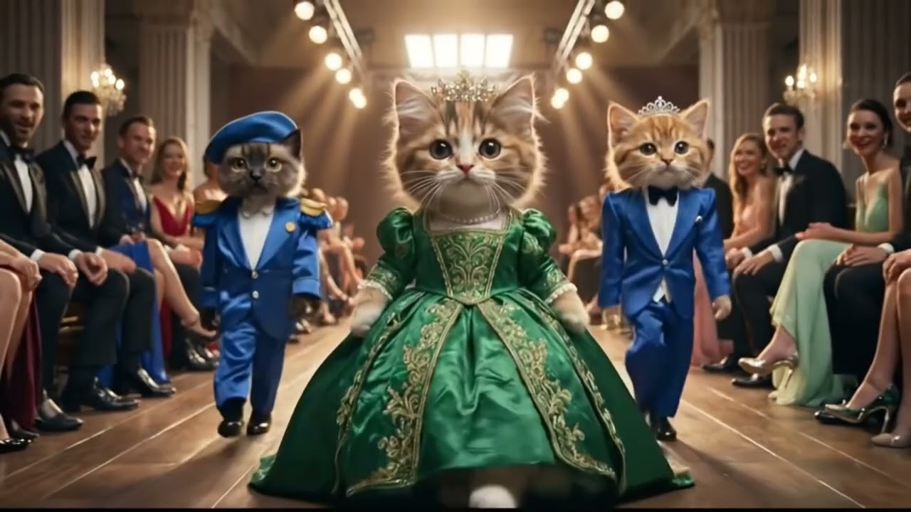 Royal Cat Fashion Show! 👑💎 Kittens in Luxury Velvet & Gold Outfits