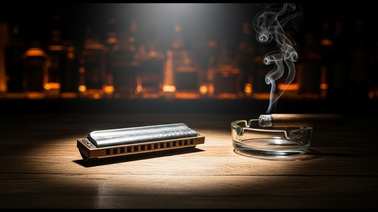 Slow Late Night Blues Harmonica Instrumental | Blues Bar Atmosphere