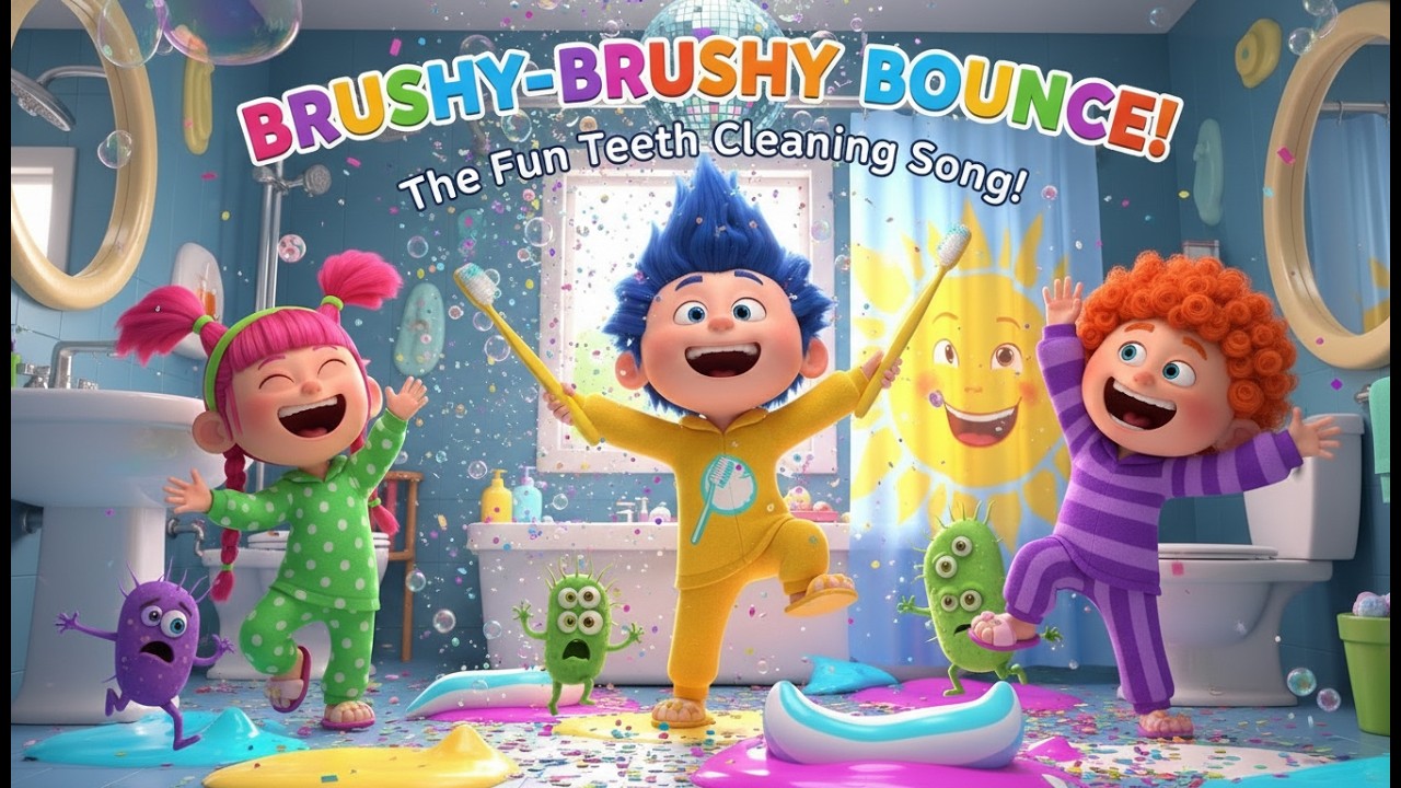 Brushy Brushy Bounce 🦷 | FUN Brushing Teeth Song for Kids | Tooth Brushing Dance Song for Toddlers