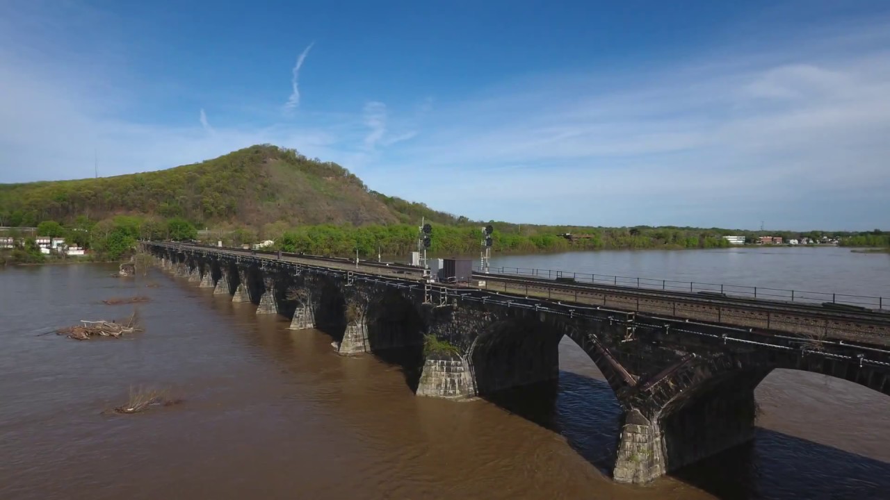 Rockville Bridge Railroad Drone Flight 4K - Pennsylvania